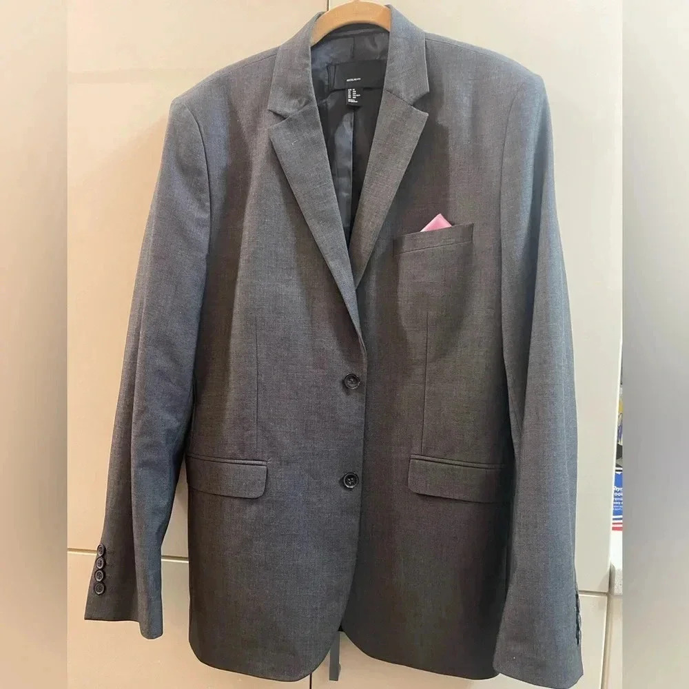 H&M Jacket Mens 40R Gray Regular Fit Suit Blazer Formal Buiness